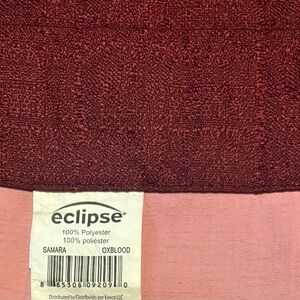 Eclipse Black out Curtains. Brick Red/Maroon Polyester Fabric Swatch
